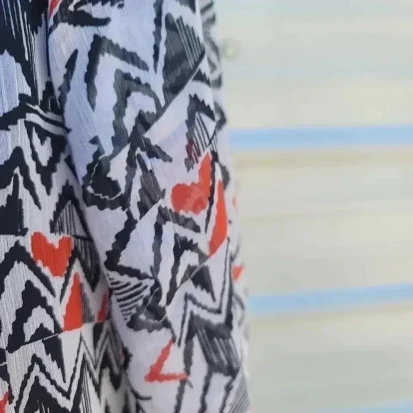 By & By Women's Size L Black Red Sheer Blouse Cold Shoulder Waist Tie 3/4 Sleeve - Picture 4 of 11